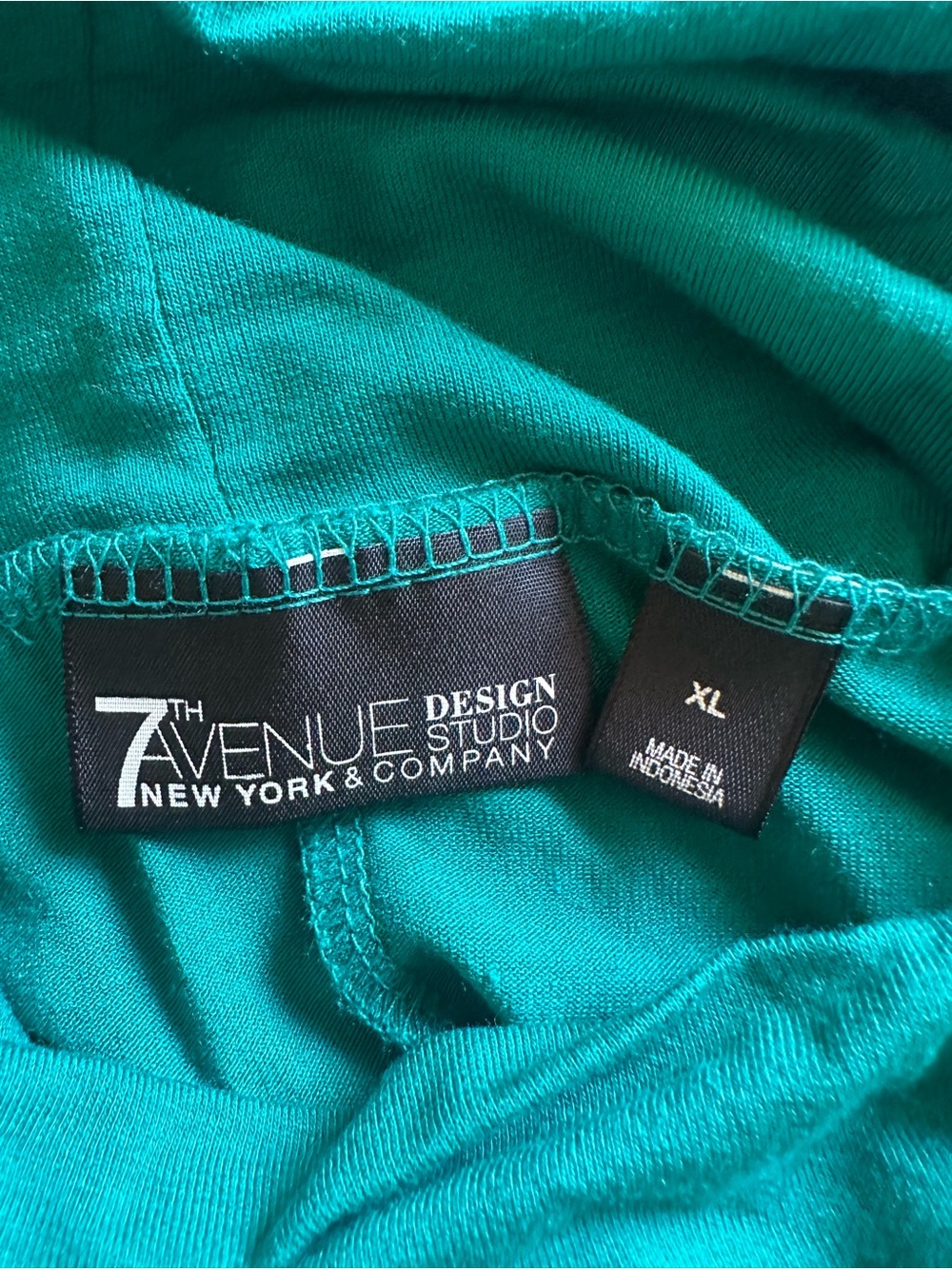 New York & Company Teal Turtleneck Draped Ruched Long-Sleeve Top - Picture 6 of 12
